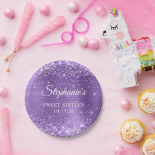 Prato De Papel Brilhante roxo e doce de folha 16