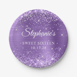 Prato De Papel Brilhante roxo e doce de folha 16