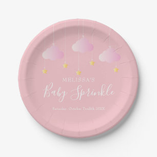 Prato De Papel Brilho brilhante estrelinha baby shower rosa
