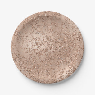 Prato De Papel Brilho Cor-de-rosa Rosa Dourado Glamour Crackle Ch