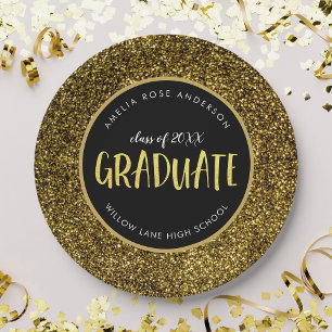 Prato De Papel Brilho Dourado Falso Graduada Formatura