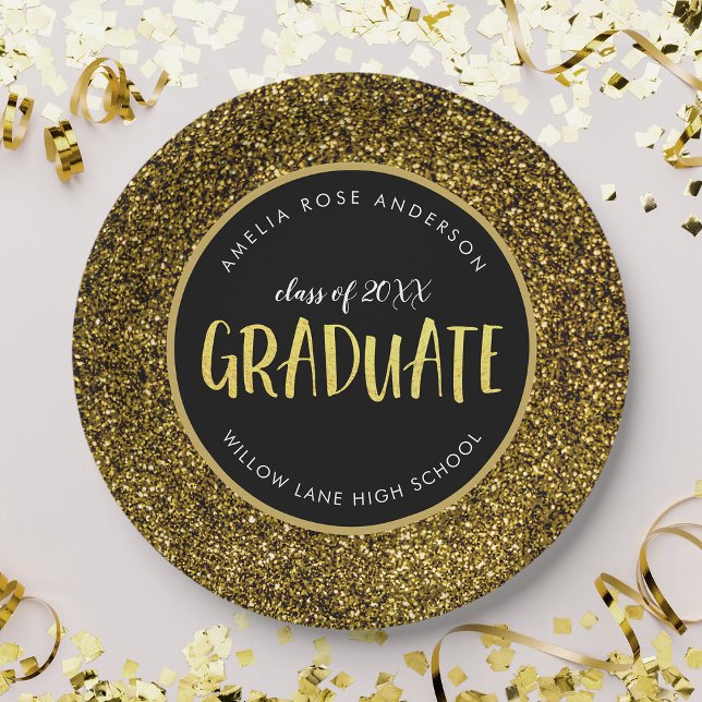 Prato De Papel Brilho Dourado Falso Graduada Formatura (Criador carregado)