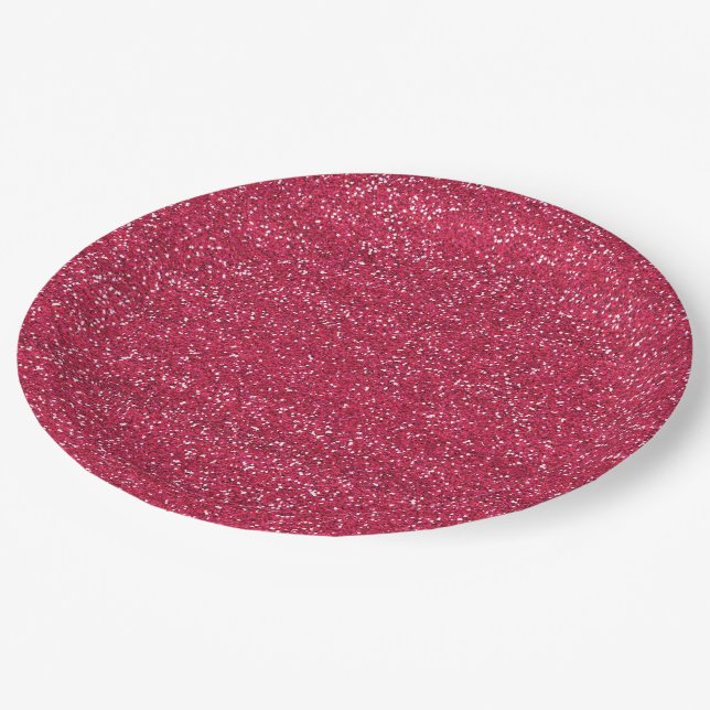 Prato De Papel Brilho Rosa e Prata Brilhante (Inclinado)