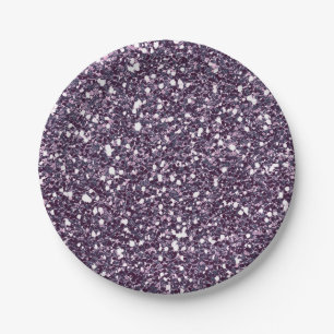 Prato De Papel Brilho Roxo Cinza Brilho Glam Festa Personalizada