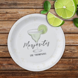 Prato De Papel Brincadeira Aquarela Margarita Cocktail Beber