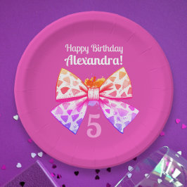 Prato De Papel Brincadeira Branca Cor-de-Rosa Cor-de-Arco