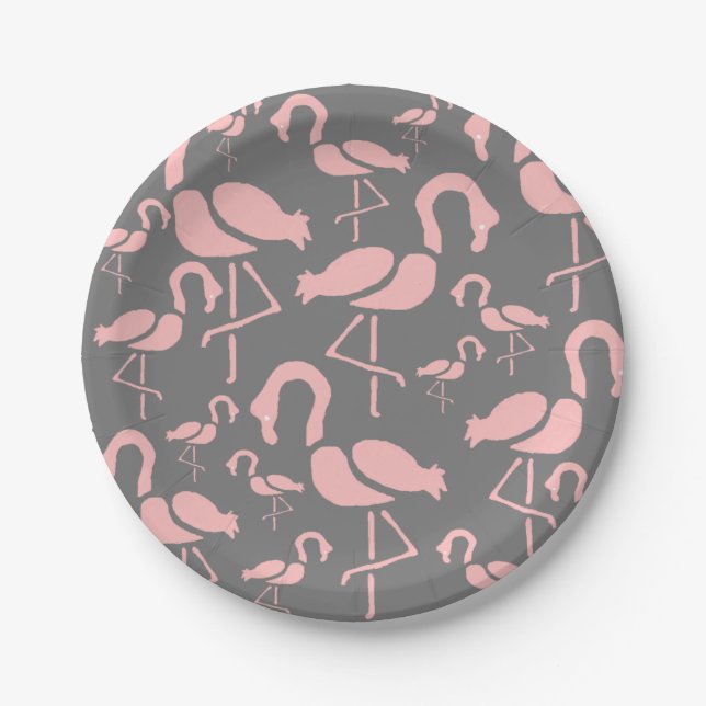 Prato De Papel Brincadeira Rosa Flamingo (Frente)