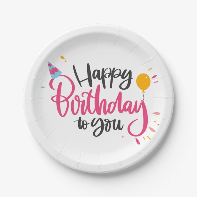 Prato De Papel Brincadeiras de Papel de Aniversário (Frente)