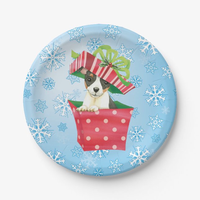 Prato De Papel Brinquedo Natal Fox Terrier (Frente)