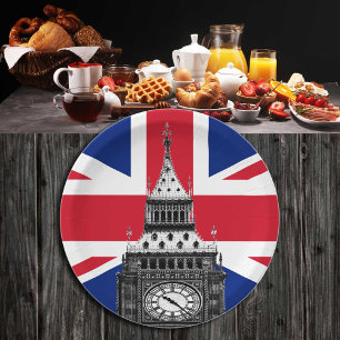 Prato De Papel British Flag & Big Ben - Londres, Reino Unido/fãs