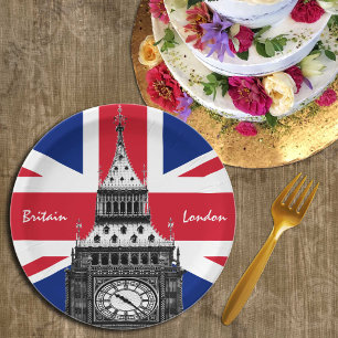Prato De Papel British Flag & Big Ben - Londres, Reino Unido/fãs