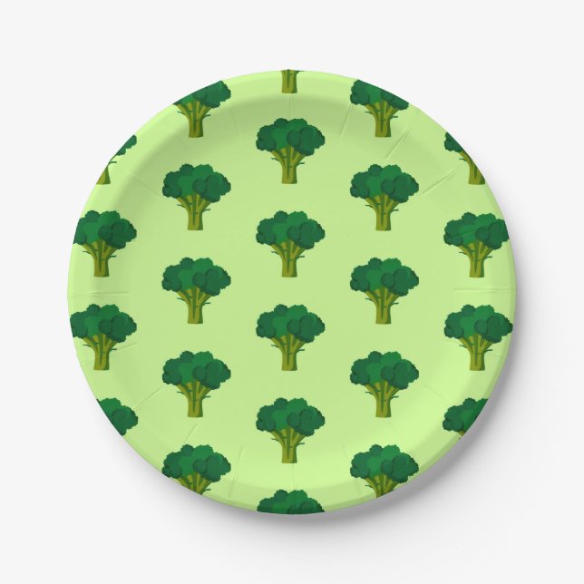 Prato De Papel Brócolis Verde Vegetal Alimentação Saudável Legume (Frente)