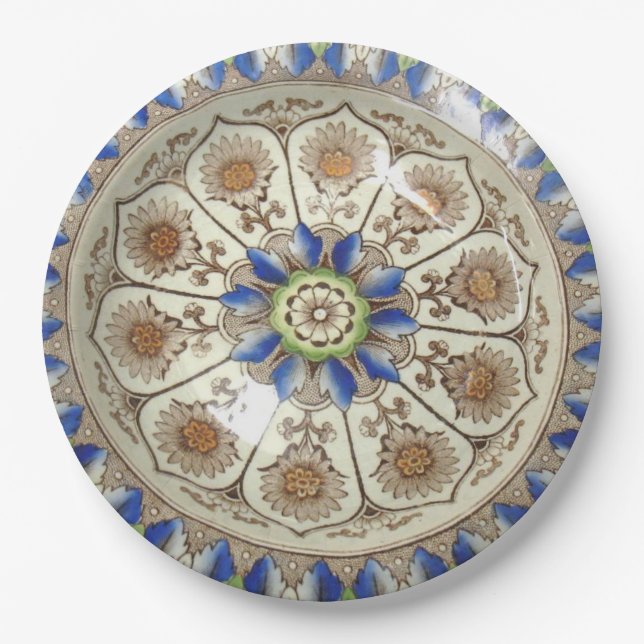 Prato De Papel Brownfield Chipre 19C policromo 9" placa de papel (Frente)