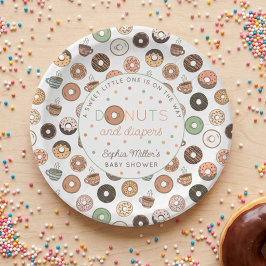 Prato De Papel Brunch de Donuts e Fraldas para Chás de Bebê