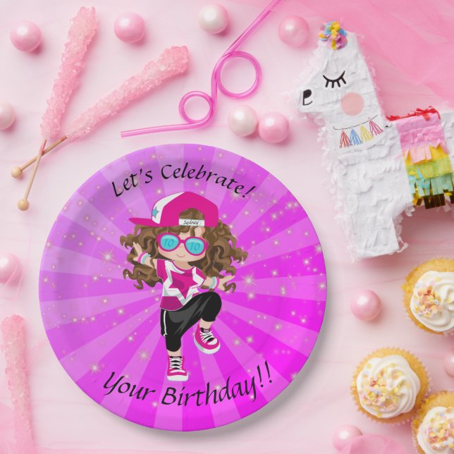 Prato De Papel Brunette Girls Hip Hop Dance Feliz Festa de Aniver (Festa)