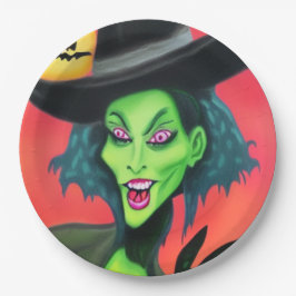 Prato De Papel Bruxa Branca de Halloween
