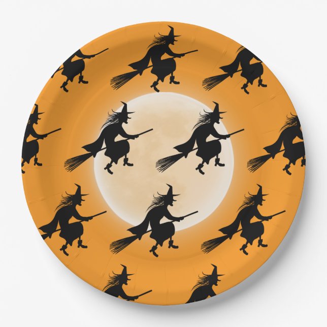 Prato De Papel Bruxa de Aniversário do Dia das Crianças (Frente)