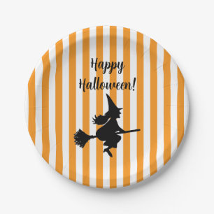 Prato De Papel Bruxa de Halloween no Flying Broom