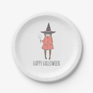 Prato De Papel Bruxa Feliz Halloween Napkins