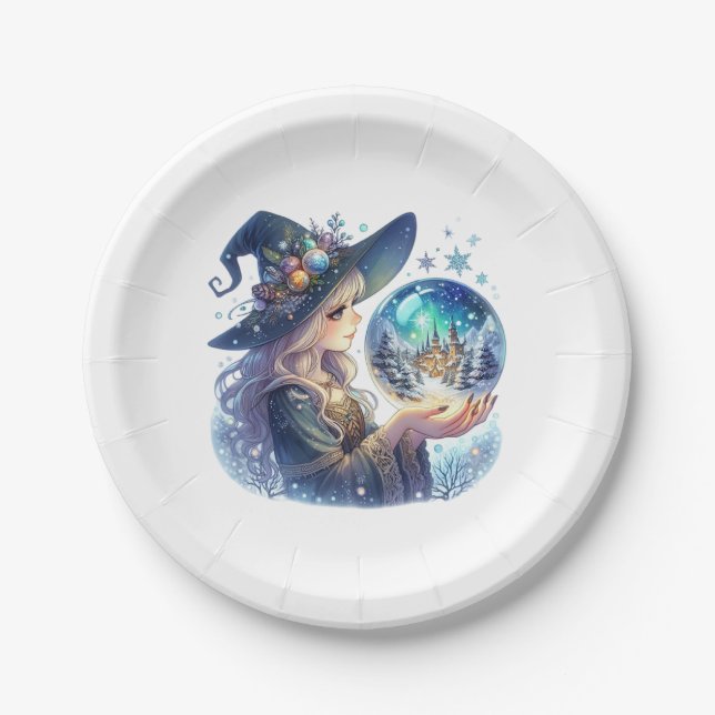 Prato de Papel Bruxa Natalina (Frente)