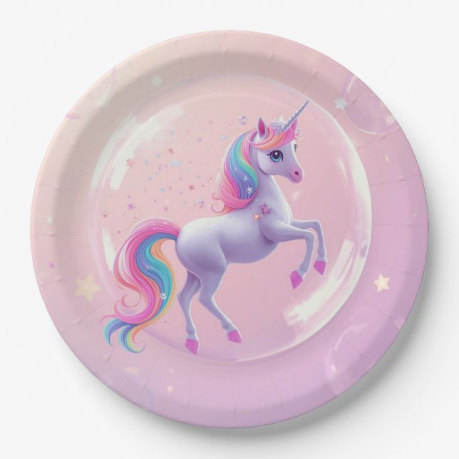 Prato De Papel Bubble Unicorn (Frente)