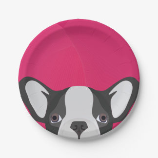 Prato De Papel Buldogue francês da ilustração com fundo