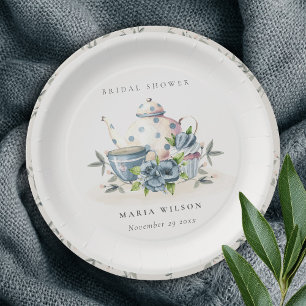 Prato De Papel Bule Chaleira Floral Elegante Xícara Chá de Noiva
