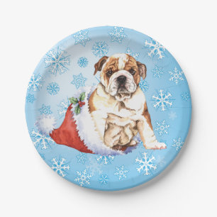 Prato De Papel Bulhdog de Natal