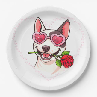 Prato De Papel Bull terrier feliz