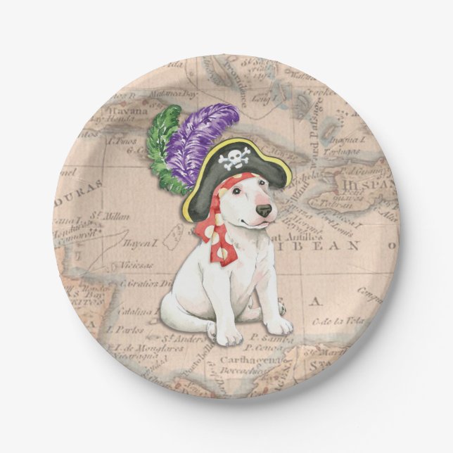 Prato De Papel Bull Terrier Pirate (Frente)