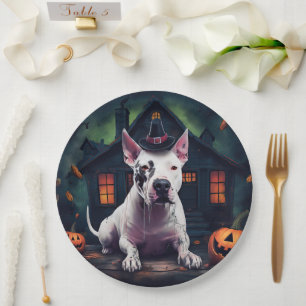 Prato De Papel Bull Terrier Pumpkins Halloween Scary