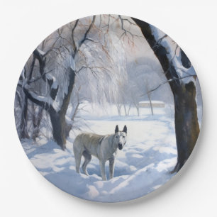 Prato De Papel Bull Terrier Que Neve Natal