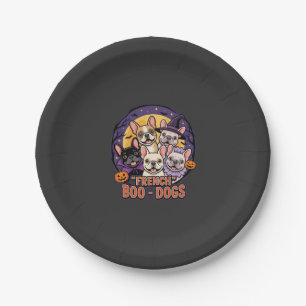 Prato De Papel Bulldog Francês Boo Dogs Halloween Vetor