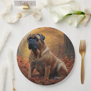 Prato De Papel Bullmastiff nas Folhas de Outono Caem Inspiração