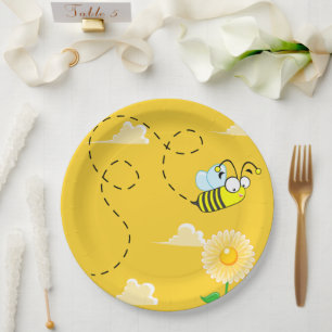 Prato De Papel Bumble Bee Honey Birthday Party Yellow
