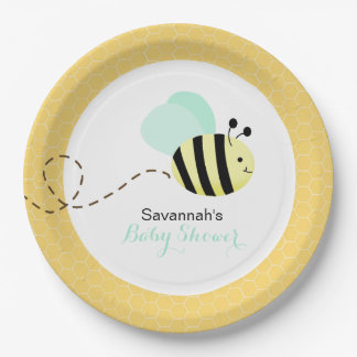 Prato De Papel Bumble Bee Mint Green Wings Papel Personalizado Pl