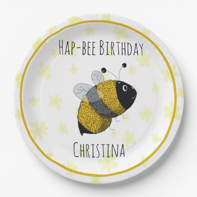 Prato De Papel Bumblebee Cinto Amarelo e Negro | Aniversário da H (Frente)