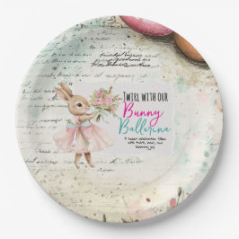 Prato De Papel Bunny Ballerina Birthday Paper Plates