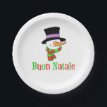 Prato De Papel Buon Natale Italiana Felry Christmas Snowman<br><div class="desc">Buon Natale Italiano Feliz Pratos de Snowman de Natal. Placas de excelente para qualquer festa de Natal italiana. Diga "Feliz Natal" em italiano com esses bonitinhos pratos de bonitinho bonitão. Perfeito para qualquer festa de feriado italiano.</div>