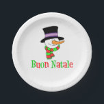 Prato De Papel Buon Natale Italiana Felry Christmas Snowman<br><div class="desc">Buon Natale Italiano Feliz Pratos de Snowman de Natal. Placas de excelente para qualquer festa de Natal italiana. Diga "Feliz Natal" em italiano com esses bonitinhos pratos de bonitinho bonitão. Perfeito para qualquer festa de feriado italiano.</div>