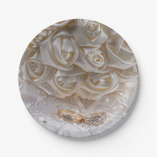 Prato De Papel buquê 7060-Bridal com Anéis de Casamento