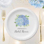 Prato De Papel Buquê de Hydrangea Azul Chá de panela<br><div class="desc">Estas placas de chá de panela apresentam flores azuis de hydrangea e folhagem de folha verde. Personalize-os com um nome. Produtos de chá de panela correspondentes disponíveis.</div>