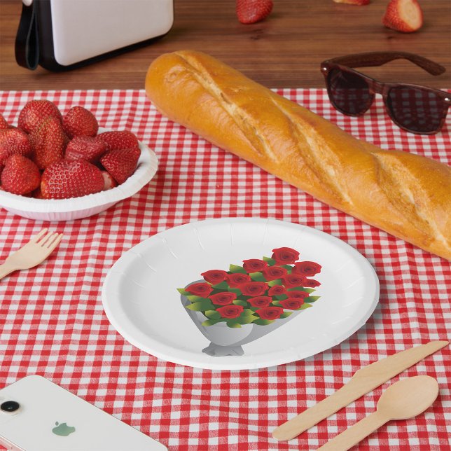 Prato De Papel Buquê De Rosas vermelhas (Criador carregado)