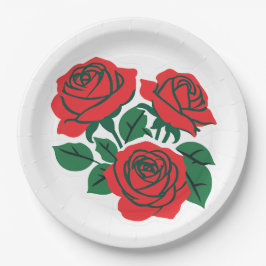 Prato De Papel Buquê de Rosas Vermelhas Casamento Formal