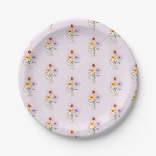 Prato De Papel Buquê floral de aquarela feminino préppy