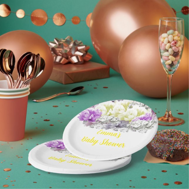 Prato De Papel Buquê Floral Macio Misto Chã de Bebê  (Múltiplo)