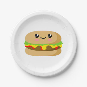 Prato De Papel Burger Kawaii
