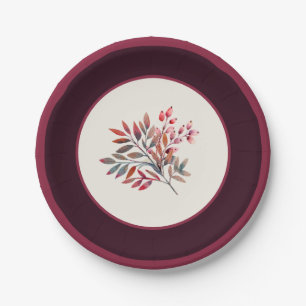 Prato De Papel Burgundy Berry Stripe Botânico