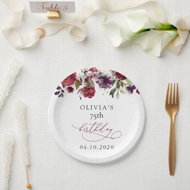 Prato De Papel Burgundy Flowers, Pink Flowers, Boho, Birthday (Casamento)