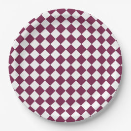 Prato De Papel Burgundy White Checker Diamond Pattern